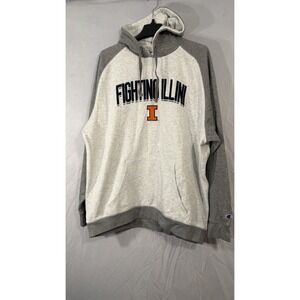 Champion Fighting Illini Embroidered Pullover Drawstring Hoodie Gray Men's 2XL